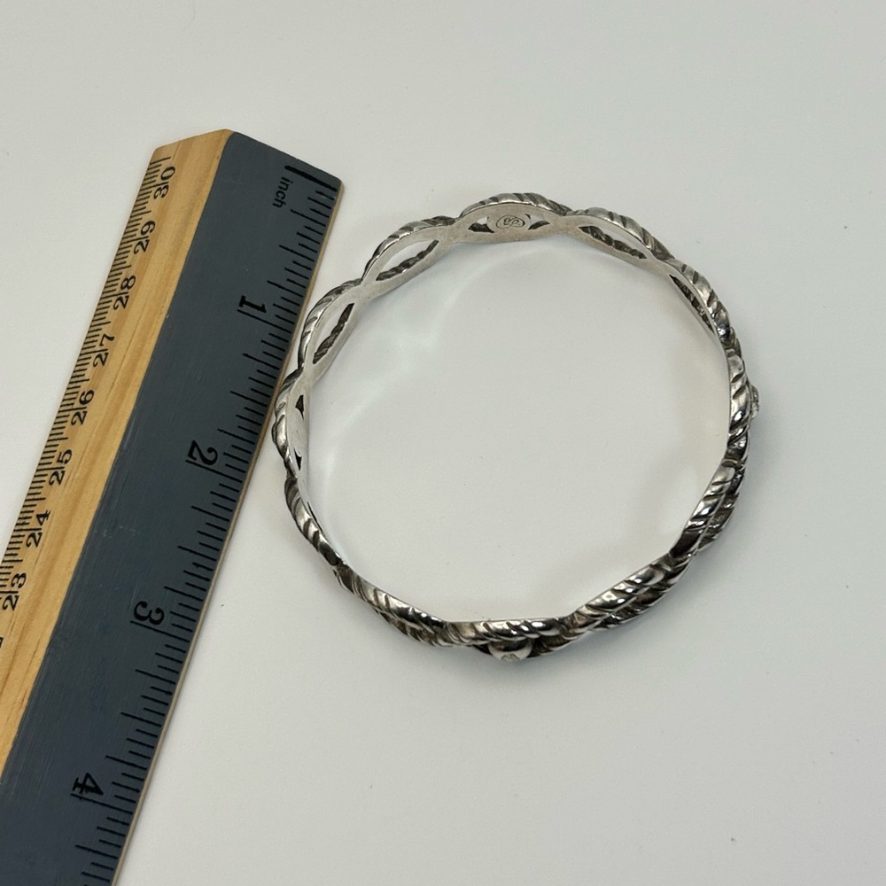 Brighton Jewelry Twisted Bangle Bracelet Silver Plated Clear Crystal Vintage - Picture 9 of 12